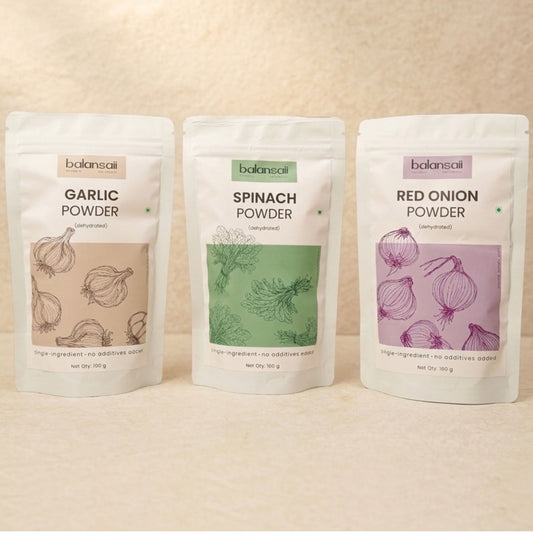 KITCHEN BASICS TRIO (Red onion + Garlic + Spinach)